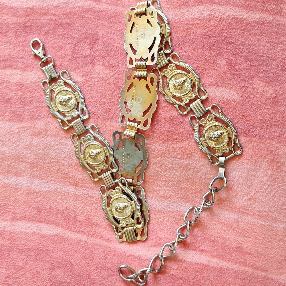 🦁Harwill NY rare lion vintage metal belt with clip and chain - Picture 7 of 15